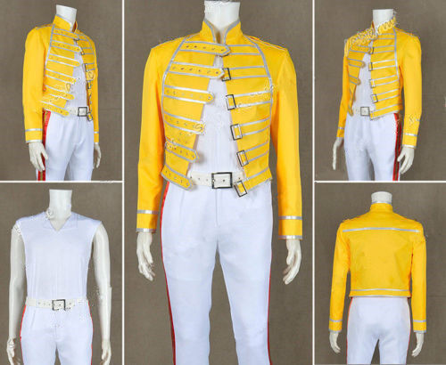Details about   Queen Band Cosplay Lead Vocals Freddie Mercury Costume Yellow Jacket Outwear 