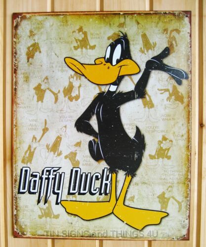 Daffy Duck TIN SIGN retro vintage cartoon metal poster kids game room decor 1852