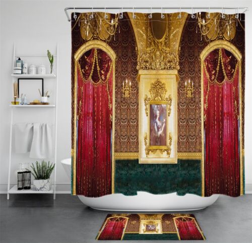 Ancient Palace Luxurious Curtains Portrait Waterproof Fabric Shower Curtain Set 