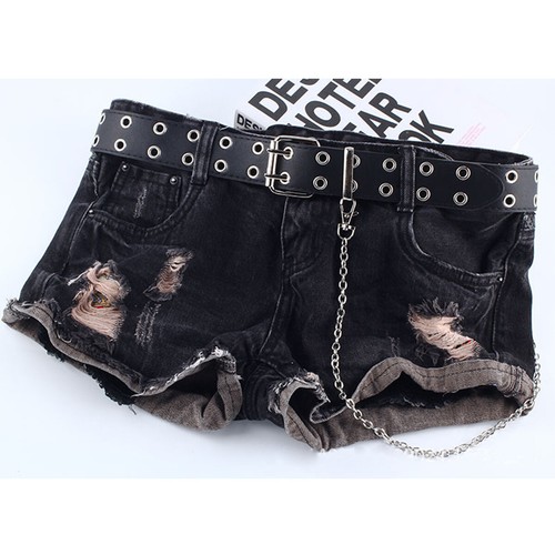 Women Punk Chain Belt Adjustable Double//Single Eyelet Leather Buckle Belt x1