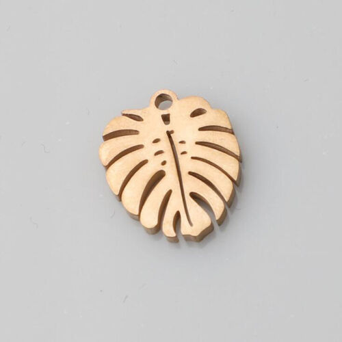 En acier inoxydable poli 3D Leaf Charms Pour À faire soi-même Jewelry Making silver//gold 3pcs