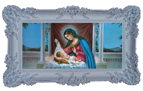 Heiligen Bild Maria und Geburt Jesus Votivbilder Sakralmalereien Repro 96x56 cm 