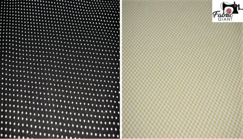 2 Designs Imprime Coton Toile Tissu largeur 145 cm Dot pois et vichy carreaux