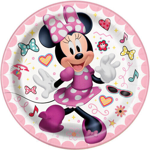 ~ Birthday Party Supplies Dessert MINNIE MOUSE Iconic SMALL PAPER PLATES 8 