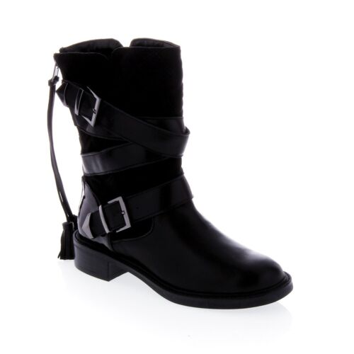 June Ambrose "Mila" Leather Motorcycle Bootie 367707J CLEARANCE $60