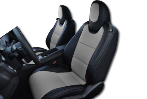 CHEVY CAMARO 2010-2014 BLACK/GREY IGGEE S.LEATHER CUSTOM FIT FRONT SEAT COVER 