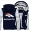 Winter Thicken Hoodie Team Denver Broncos Warm Sweatshirt Lacer Zipper Jacket