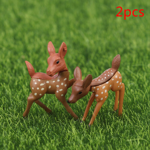 2pcs Mini Artificial Deer Fairy Garden Figurines Giraffe Gnomes Moss Home DCAH2 