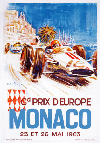 AV91 Vintage 1963 Monaco Grand Prix Motor Racing Poster Art Re-Print A1/A2/A3 