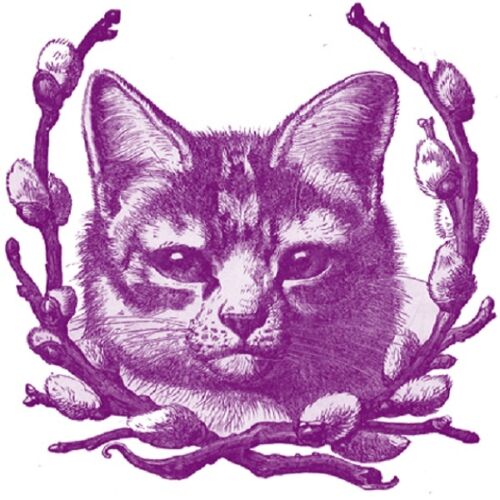30 Custom Vintage Purple Cat Personalized Address Labels 