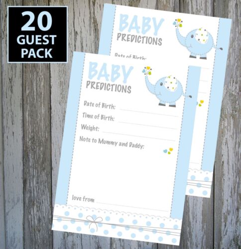 #1 20 Invité Pack!! Bébé Garçon Douche Jeu-Baby Blue Prediction cartes souvenir 