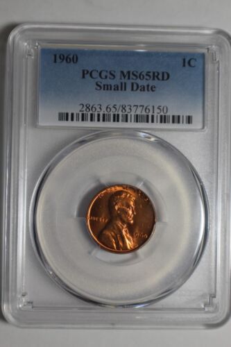 1960 Small Date Lincoln Memorial Cent PCGS MS65 RD