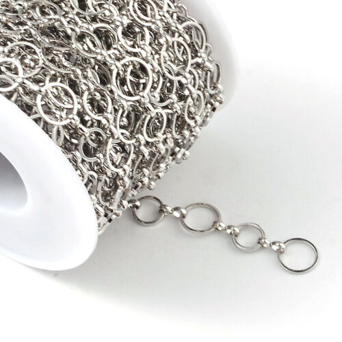 10m/roll 3 Colors Unwelded  Chains Links Necklace Making 8-10mm Widths 
