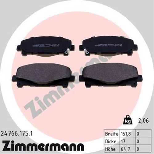 Zimmermann Pastiglie Pinza Freno Set Pastiglie Freni Anteriore 24766.175.1
