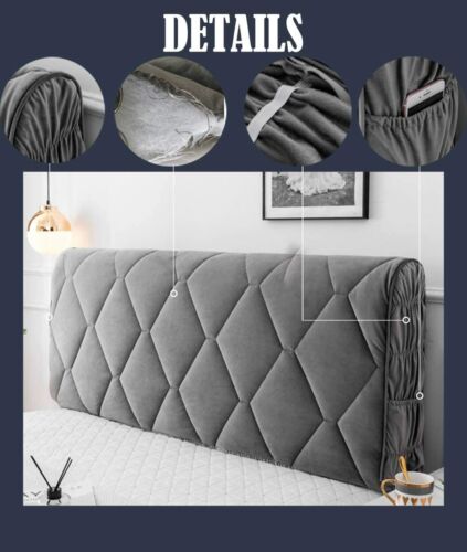 Quilted Plush Bed Headboard Slipcover Protector Stretch Bed Head Covers Dustproo
