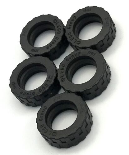 Lego Lot of 5 New Black Tire 17.5mm D x 6mm with Shallow Staggered Treads Parts