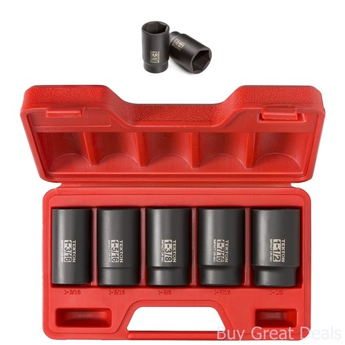 New TEKTON 4886 1//2-Inch Drive Deep Impact Socket Set 5 Sockets