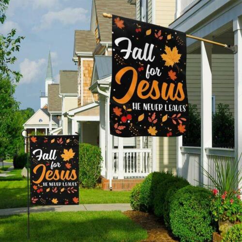Autumn Maple Leaves Fall For Jesus He Never Leaves Flag 