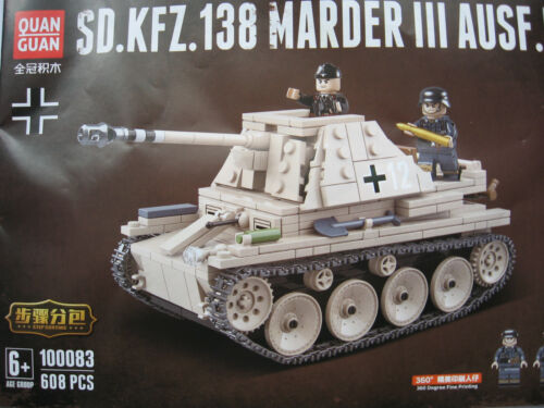Lego et 3 figurines Soldats Allemands CHAR MARDER III SDKFZ 138 comme COBI