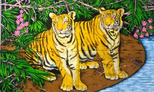 Tapestry Tiger Hippie Animal Art Wall Hanging Small Sequin Work Small Poster Art 