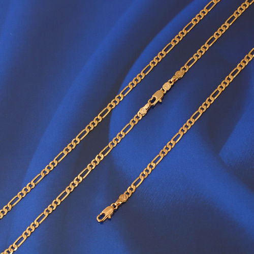 24" 9ct 9K Yellow "Gold Filled"Ladies Men Figaro Necklace chain W=4mm Gift,651 