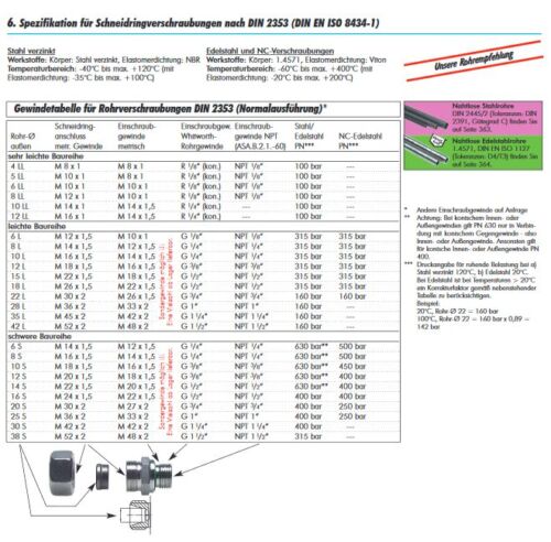 BSPT L-Einschraub-Schneidringverschraubung AG Stahl verz Whitworth-Rohrgewinde 