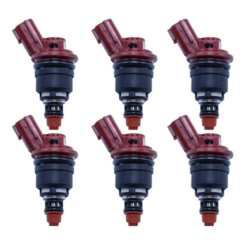 Set 6 270cc Fuel Injectors For 93-96 Nissan 300ZX 3.0 Red Side Feed Flow Matched