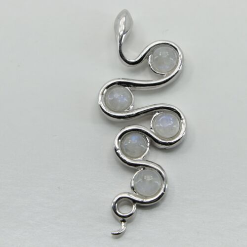 Details about   Natural Blazing Blue Rainbow MOONSTONE Snake Pendant 925 Sterling Silver #0042 