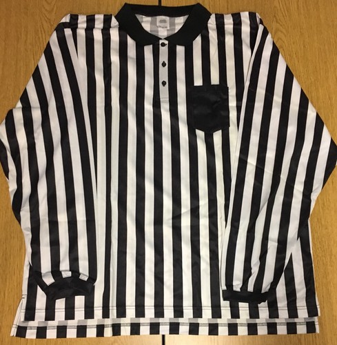 Mens Footlocker Referee Long Sleeve Jersey Black & White Stripes Size