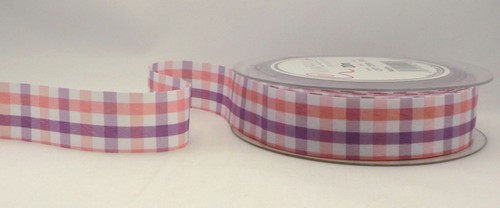 Dekoband 20m x 25mm kariert KARO weiß flieder rosa Schleifenband 2377 1m=0,20€