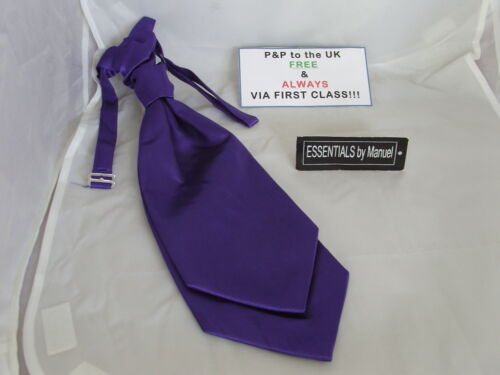 Shiny Purple MENS Scrunchy Ruche Wedding CRAVAT-Tie&gt;*More U Buy&gt;The More U Save*