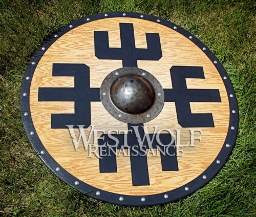 Solid Oak Viking Protection Symbol Shield sca//larp//norse//warrior//armor//Norway