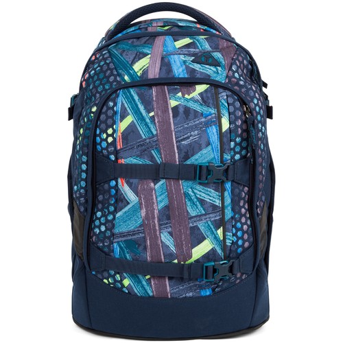 satch pack Schulrucksack Schulranzen 48 cm splashy lazer blau bunte streifen