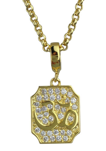 Buddhist Om Lucky Protection Pendant Necklace Gold or Silver Plated in Gift Box 
