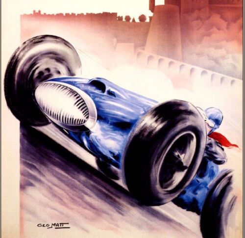 Monaco Grand Prix 1948 Vintage Poster Print Retro Style Car Racing Decor Art