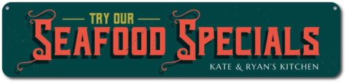 Try Our Seafood Specials Sign Personalized Chef Name Kitchen Metal Wall Decor