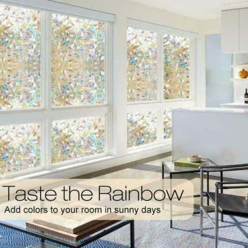 3D Rainbow Static Cling Frosted Glass Door Window Film Sticker Privacy HomeDecor