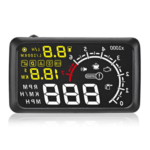 Car HUD 5.5" LCD Bluetooth Head Up Display Speedometer Engine Speed Warning Kit 