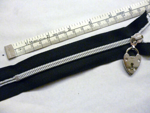 Zip,Zipper,Medium Weight 5,Closed End,Silver Nylon,Black 3,4,5,6,7" Padlock Pull 