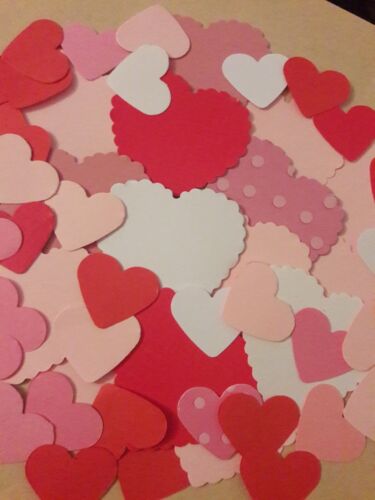 40 PAPER//CARD PINK WHITE RED LOVE HEART BUNDLE SCRAPBOOK EMBELLISHMENTS CRAFTS