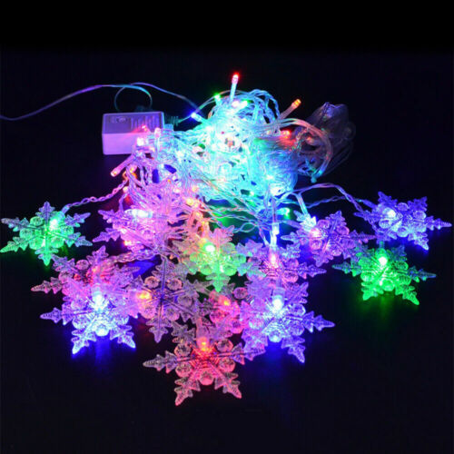 LED Snowflake Fairy String Lights Curtain Window Christmas Party Wedding Decor 