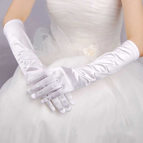 Womens Satin Long Gloves Opera Wedding Bridal Evening Party Prom Costume Gloves 