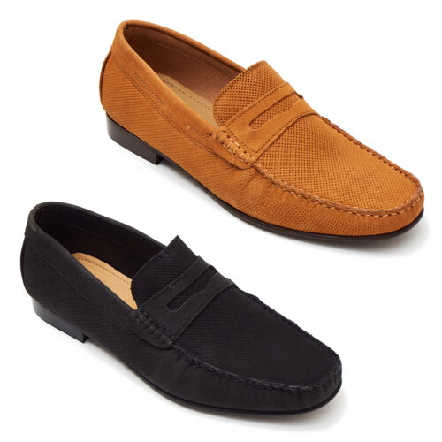 Mens Nubuck Leather Casual Moccasins Shoes