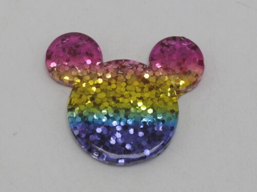 100 Flatback Resin Crystal Glitter Mouse Face Cabachons 30X35mm Color for Choice