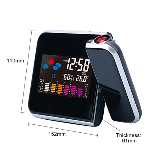 Digitaler LCD Wecker mit Uhrzeit Projektion farbiges Display Temperatur Wetter
