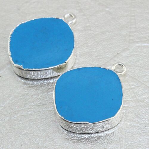 Fancy Shape Turquoise Gemstone Silver Electroplated Connector Pair Making DIY 