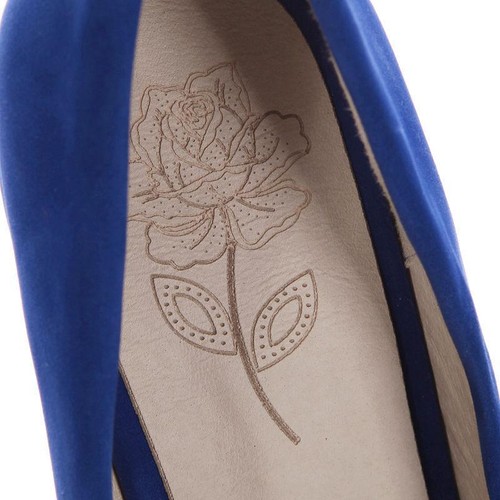 Womens Ladies Round Toe Slip On Pumps Chunky High Heels Faux Suede Classic Shoes
