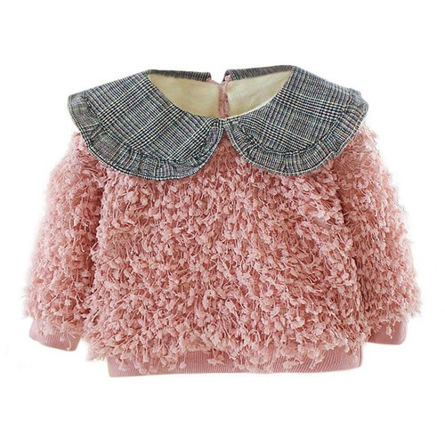 Infant Kids Girl Pullover Baby Sweater Long Sleeve Thicken Velvet Outerwear Tops