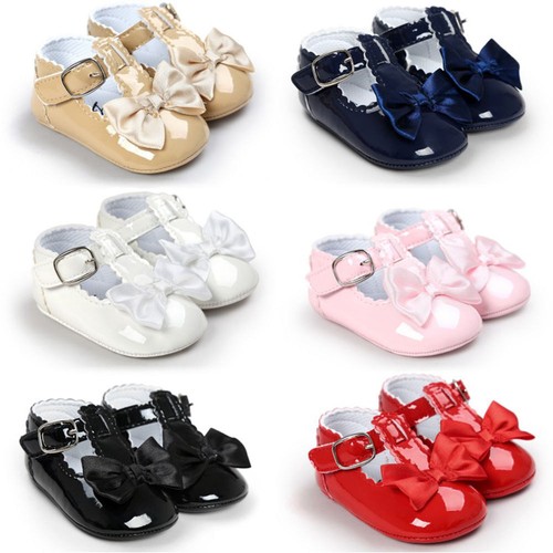 Mode Kleinkinder Mädchen PU-Leder Weiche Sohle Baby-Krippe-Schuhe Bowknot