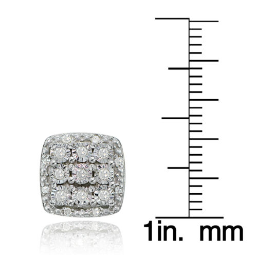 Sterling Silver 0.25ct TDW Diamond Miracle Set Cluster Square Earrings